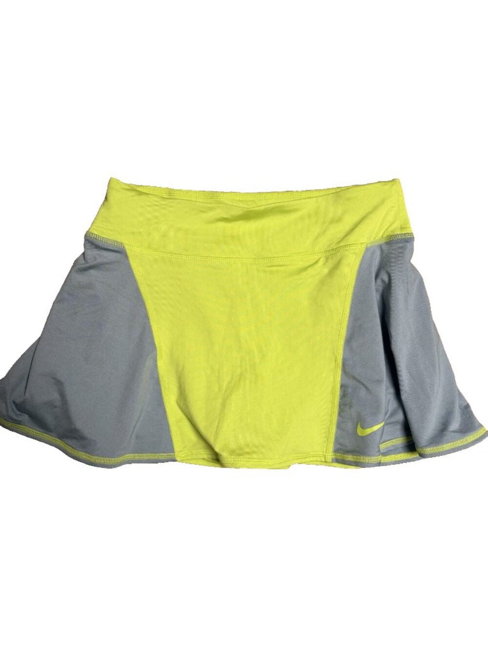 Nike Athletic Skirt Women's Size S Neon Lime Green & Gray, Attached Under Shorts
